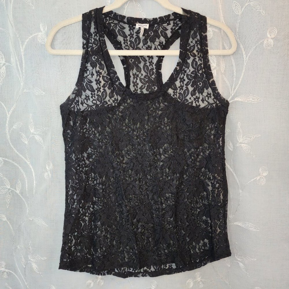 Classic Black Lace Tank w/ Floral Design